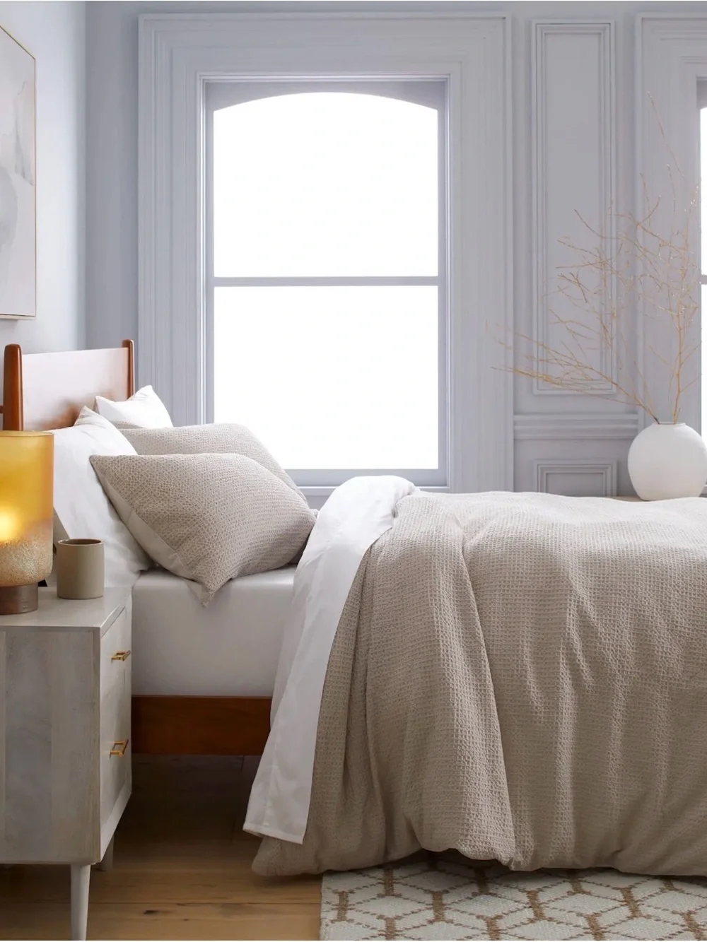 Quince Organic Luxe Honeycomb Duvet Cover Set King/Cal King Sand NEW